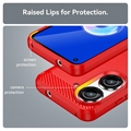 Asus Zenfone 10 Harjattu TPU Suojakuori - Hiilikuitu - Punainen