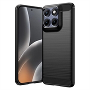 Motorola Edge 70 Fusion/70 Fusion+ Harjattu TPU Suojakuori - Hiilikuitu - Musta