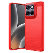 Motorola Edge 70 Fusion/70 Fusion+ Harjattu TPU Suojakuori - Hiilikuitu - punainen