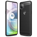 Motorola Moto G 5G Harjattu TPU Suojakuori - Hiilikuitu - Musta