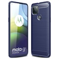 Motorola Moto G9 Power Harjattu TPU Suojakuori - Hiilikuitu - Sininen