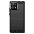 Motorola Edge 40 Pro/Edge+ (2023) Harjattu TPU Suojakuori - Hiilikuitu - Musta