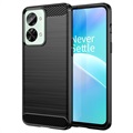 OnePlus Nord 2T Harjattu TPU Suojakuori - Hiilikuitu - Musta