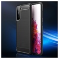 Samsung Galaxy S21 5G Harjattu TPU Suojakuori - Hiilikuitu - Musta