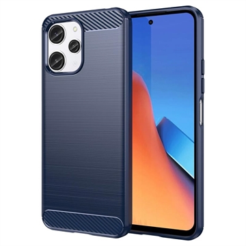 Xiaomi Redmi 12 Harjattu TPU Suojakuori - Hiilikuitu - Sininen