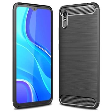 Xiaomi Redmi 9A Harjattu TPU Suojakuori - Hiilikuitu