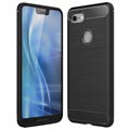 Google Pixel 3 XL Harjattu TPU Suojakuori - Hiilikuitu