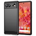 Google Pixel 6 Harjattu TPU Suojakuori - Hiilikuitu - Musta