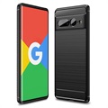 Google Pixel 7 Pro Harjattu TPU Suojakuori - Hiilikuitu - Musta