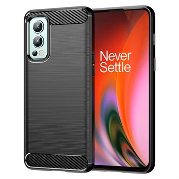 OnePlus Nord 2 5G Harjattu TPU Suojakuori - Hiilikuitu - Musta