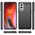 OnePlus Nord 2 5G Harjattu TPU Suojakuori - Hiilikuitu - Musta