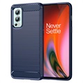 OnePlus Nord 2 5G Harjattu TPU Suojakuori - Hiilikuitu - Sininen