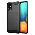 Samsung Galaxy A71 Harjattu TPU Suojakuori - Hiilikuitu