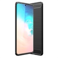 Samsung Galaxy S20 Ultra Harjattu TPU Suojakuori - Hiilikuitu - Musta