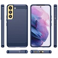 Samsung Galaxy S22 5G Harjattu TPU Suojakuori - Hiilikuitu - Sininen