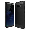 Samsung Galaxy S8 Harjattu TPU-kotelo - Hiilikuitu - Musta