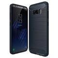 Samsung Galaxy S8 Harjattu TPU-kotelo - Hiilikuitu - Tummansininen