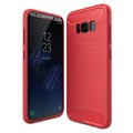 Samsung Galaxy S8 Harjattu TPU-kotelo - Hiilikuitu - Punainen