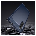 Sony Xperia 10 V Harjattu TPU Suojakuori - Hiilikuitu - Sininen