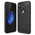 iPhone X / iPhone XS Brushed TPU-tapaus - Carbon Fiber - Musta