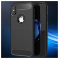 iPhone X / iPhone XS Brushed TPU-tapaus - Carbon Fiber - Musta
