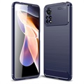 Xiaomi Poco X4 Pro 5G Harjattu TPU Suojakuori - Hiilikuitu - Sininen