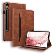 Samsung Galaxy Tab S11/S10 Lite/S10 FE/S9 FE/S9/S8/S7 Business Style Folio kotelo - Ruskea