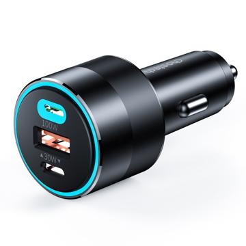 Choetech TC0011 Nopea Autolaturi kanssa 2x USB-C, USB-A - QC3.0, PD3.0 - 130W