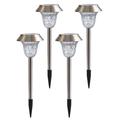 CIS-57453A 4-pack ruostumattomasta teräksestä valmistetut aurinkopuutarhan polkulamput - IP65 - lämmin valkoinen ja RGB