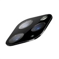 iPhone 11 Pro/11 Pro Max Kameralinssin Metallinen & Panssarilasisuoja - Musta