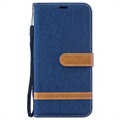 Samsung Galaxy M10 Canvas Diary Lompakkokotelo - Tummansininen