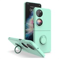 Huawei P50 Pocket Kotelo Sormuspidikkeellä - Vaalea Syaani