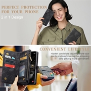 Samsung Galaxy A35 Caseme 008 2-in-1 Multifunctional Lompakkokotelo - Musta