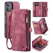 iPhone 16 Plus Caseme 008 2-in-1 Multifunctional Lompakkokotelo - Punainen