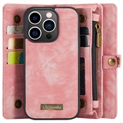 iPhone 15 Pro Caseme 2-in-1 Multifunctional Lompakkokotelo - Pinkki