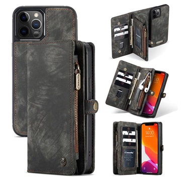 Caseme 2-in-1 Monitoiminen iPhone 12/12 Pro Lompakkokotelo - Musta