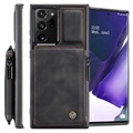Caseme C20 Vetoketjullinen Tasku Samsung Galaxy Note20 Ultra Lompakkokotelo - Musta