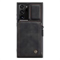 Caseme C20 Vetoketjullinen Tasku Samsung Galaxy Note20 Ultra Lompakkokotelo - Musta