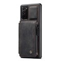 Caseme C20 Vetoketjullinen Tasku Samsung Galaxy Note20 Lompakkokotelo - Musta