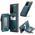 Caseme C20 Vetoketjullinen Tasku Samsung Galaxy Note20 Ultra Lompakkokotelo - Sininen