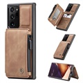 Caseme C20 Vetoketjullinen Tasku Samsung Galaxy Note20 Ultra Lompakkokotelo - Ruskea