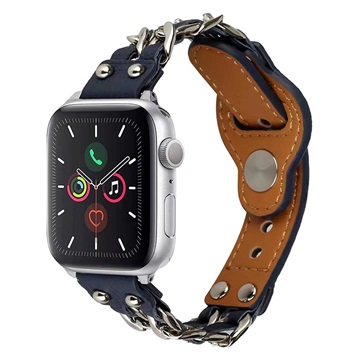 Apple Watch Ultra 2/Ultra/9/8/SE (2022)/7/SE/6/5/4/3/2/1 Ketju Nahkaranneke - 49mm/45mm/44mm/42mm - Sininen