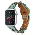 Apple Watch 7/SE/6/5/4/3/2/1 Ketju Nahkaranneke - 45mm/44mm/42mm - Vihreä