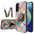 Ruutukuviollinen Samsung Galaxy S21+ 5G Hybridikotelo - Värikäs Mandala