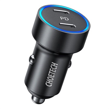 Choetech Dual-Port USB-C PD Autolaturi - 36W - Musta