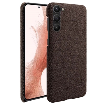 Samsung Galaxy S23 5G Kankaalla Päällystetty Muovi Suojakuori - Ruskea