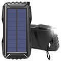 Kompaktinen Kaksois-USB Varavirtalähde Aurinkokennolla TS-819 - 20000mAh - Musta