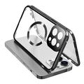 Yhteensopiva MagSafe Kotelo iPhone 15 Pro Magneettinen metallikehys + kaksipuolinen karkaistu lasi puhelimen suojus solkilukolla - musta