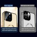 Yhteensopiva MagSafe Kotelo iPhone 15 Pro Magneettinen metallikehys + kaksipuolinen karkaistu lasi puhelimen suojus solkilukolla - tummansininen - tummansininen
