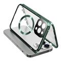 Yhteensopiva MagSafe Kotelo iPhone 15 Pro Magneettinen metallikehys + kaksipuolinen karkaistu lasi Puhelimen suojus solkilukolla - vihreä